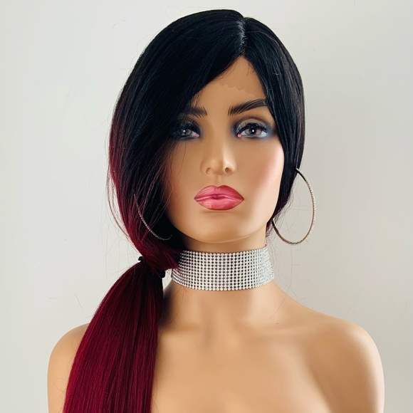 Very Pretty 36” Ombre Burgundy Lace Front Synthetic Wig - Picture 5 of 15